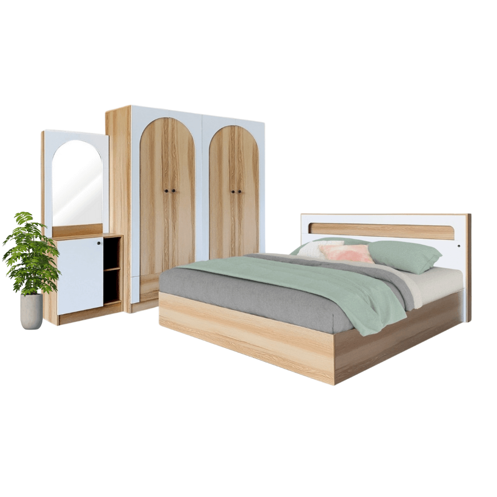 ชุดห้องนอน + ที่นอน PVC 6 ฟุต WISDOM DESIGN FURNITURE รุ่น ARISTA 7 สี แอช/ขาว_5